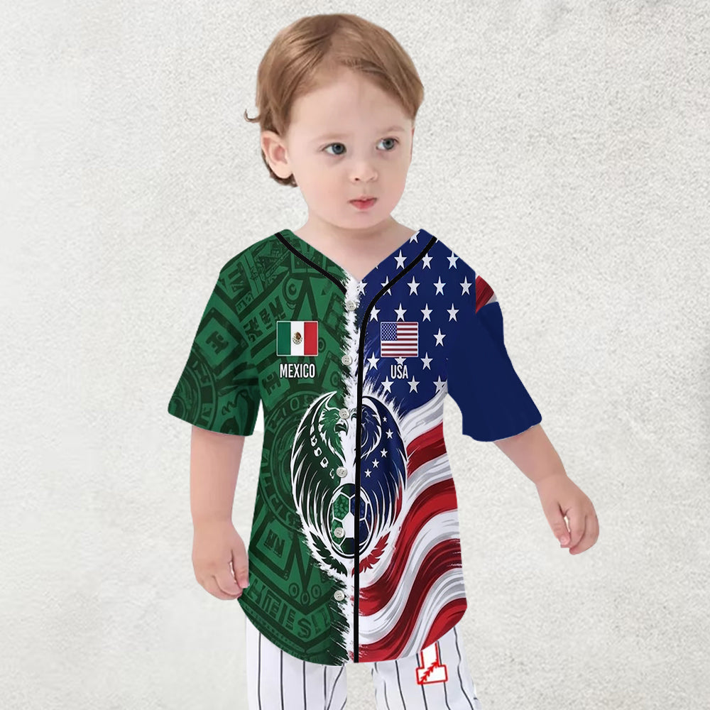 Half USA Half Mexico - Personalized Soccer Baseball Jersey