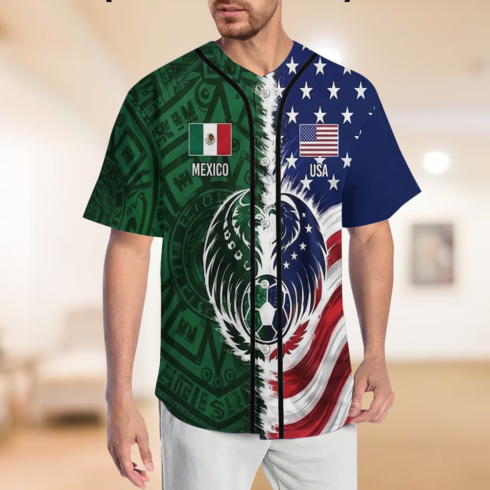 Half USA Half Mexico - Personalized Soccer Baseball Jersey