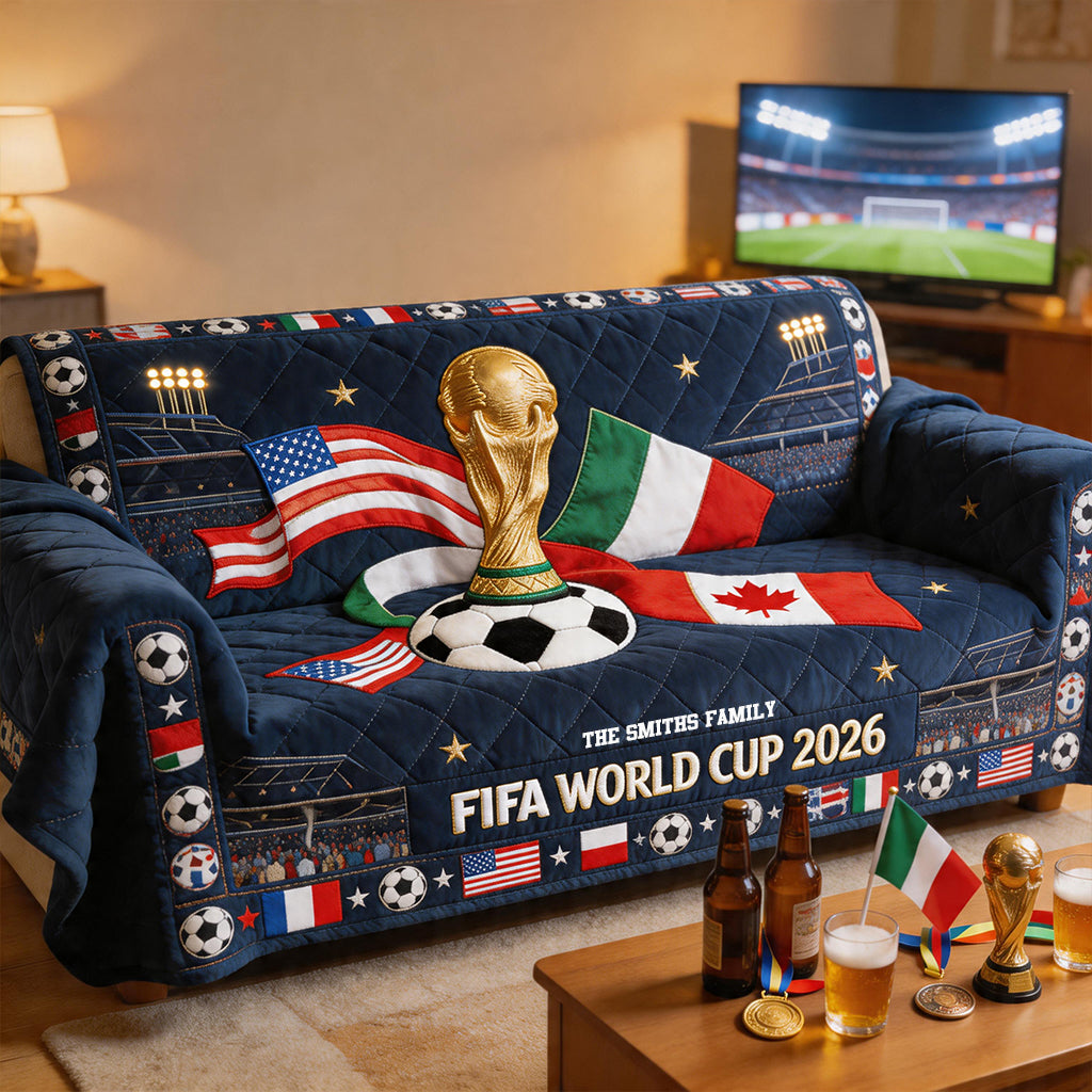 Glory Trophy 2026 - Personalized Soccer Quilted Sofa/Couch Cover