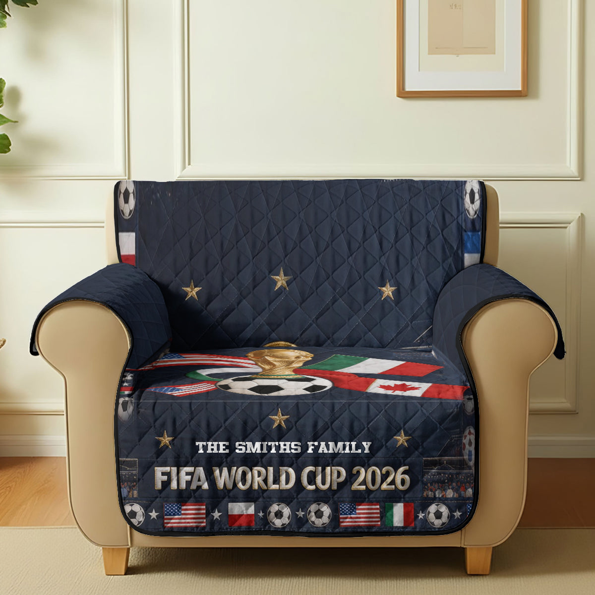 Glory Trophy 2026 - Personalized Soccer Quilted Sofa/Couch Cover