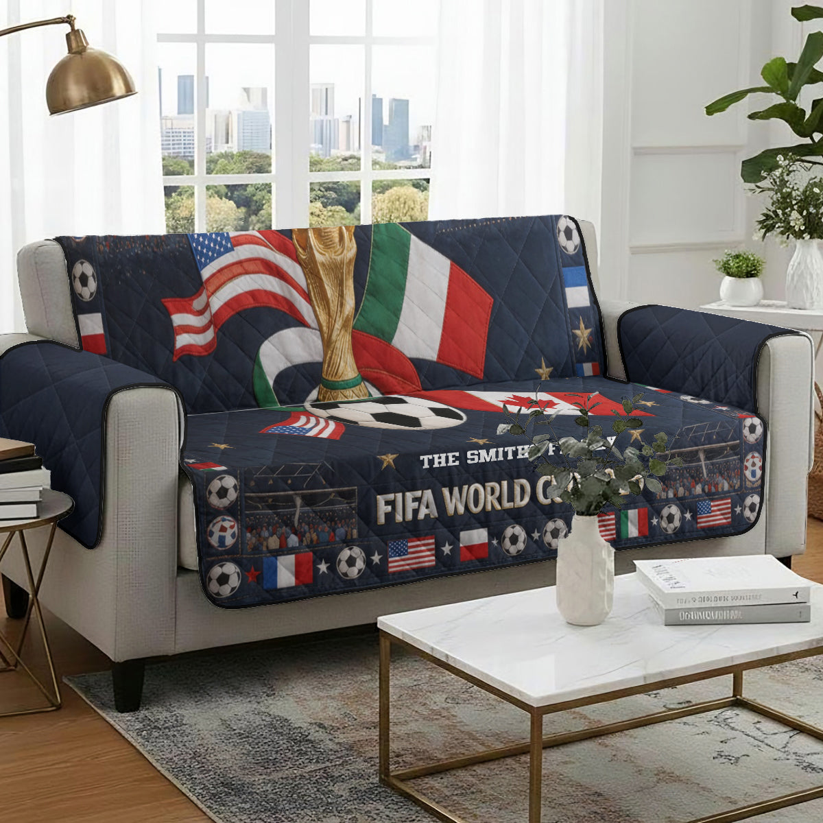 Glory Trophy 2026 - Personalized Soccer Quilted Sofa/Couch Cover