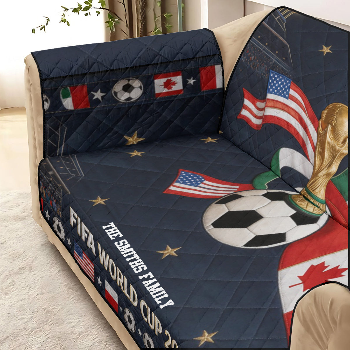 Glory Trophy 2026 - Personalized Soccer Quilted Sofa/Couch Cover