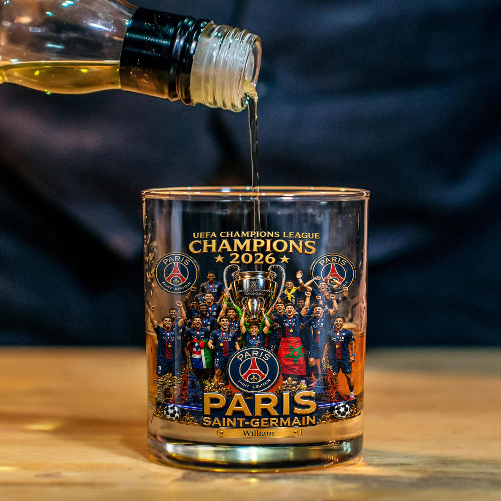 Paris Football Champions - Personalized Soccer Whiskey Decanter Set