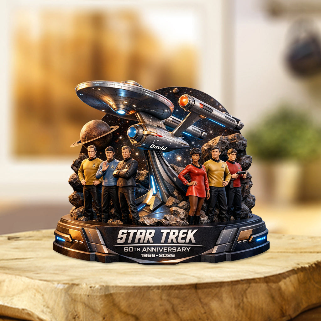 Final Frontier Crew 60th Anniversary Collectible - Personalized Star Fleet Custom Shaped Acrylic Plaque