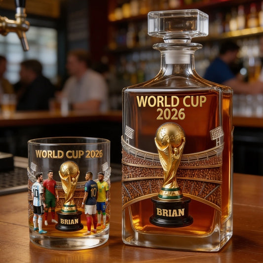 Who Will Be The Champion - Personalized Soccer Whiskey Decanter Set
