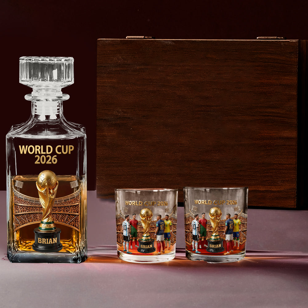 Who Will Be The Champion - Personalized Soccer Whiskey Decanter Set