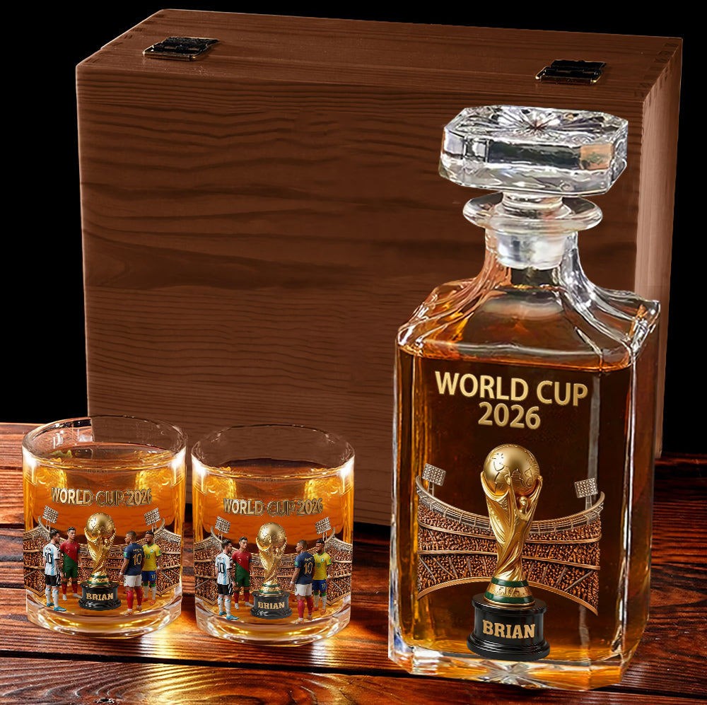 Who Will Be The Champion - Personalized Soccer Whiskey Decanter Set