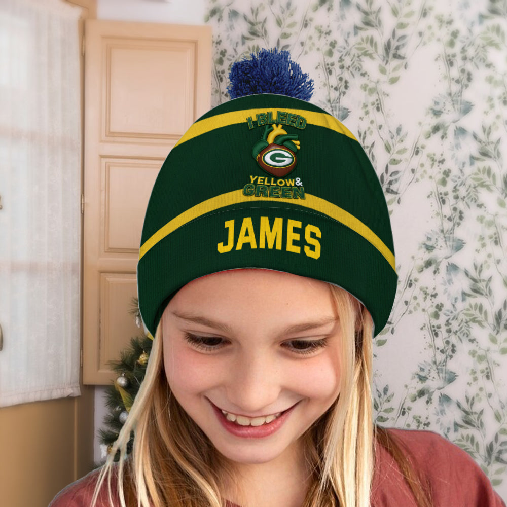Green Bay Football Team - Personalized American Football Beanie Hat