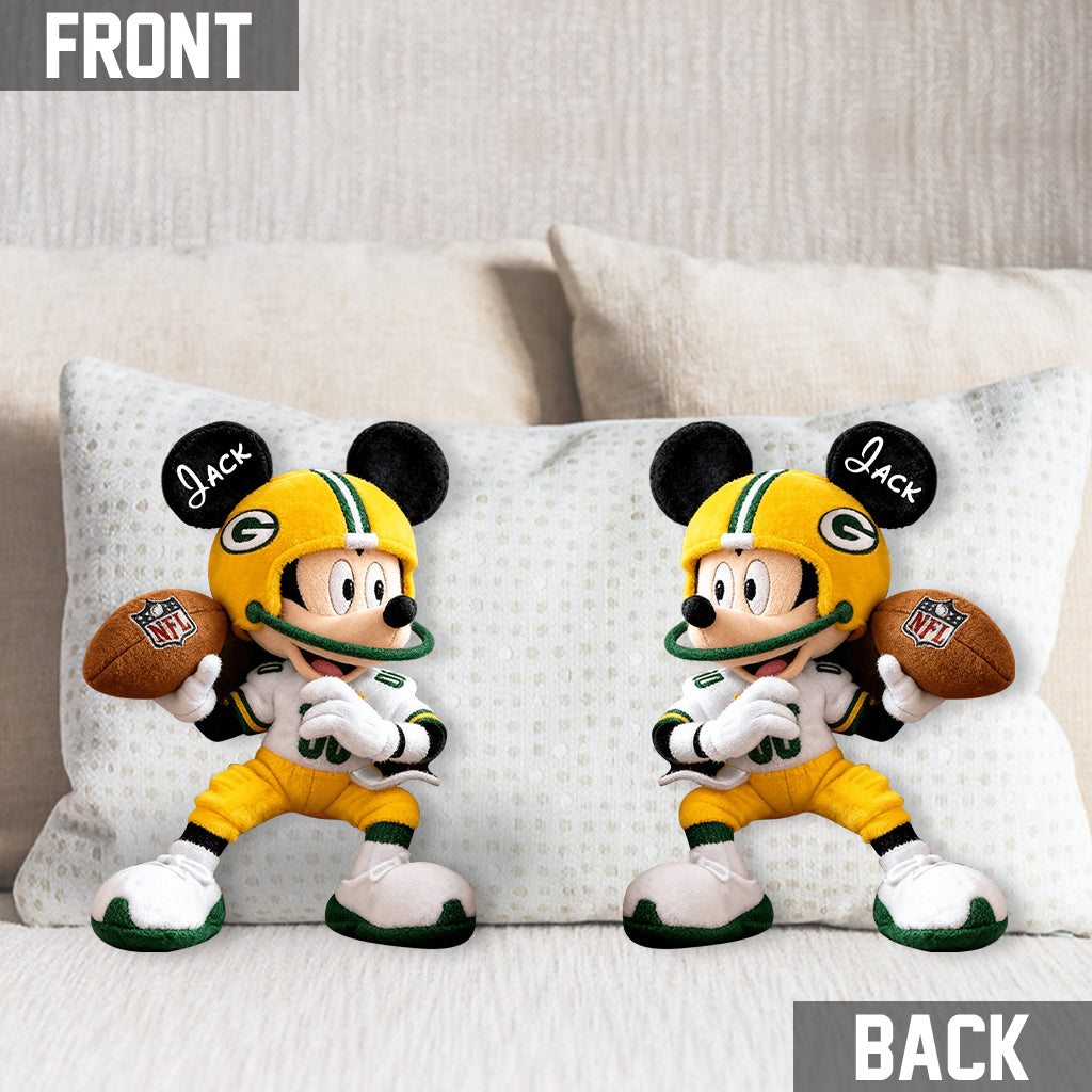 National Football Team, Magical Cartoon Mouse - Personalized American Football Shaped Pillow
