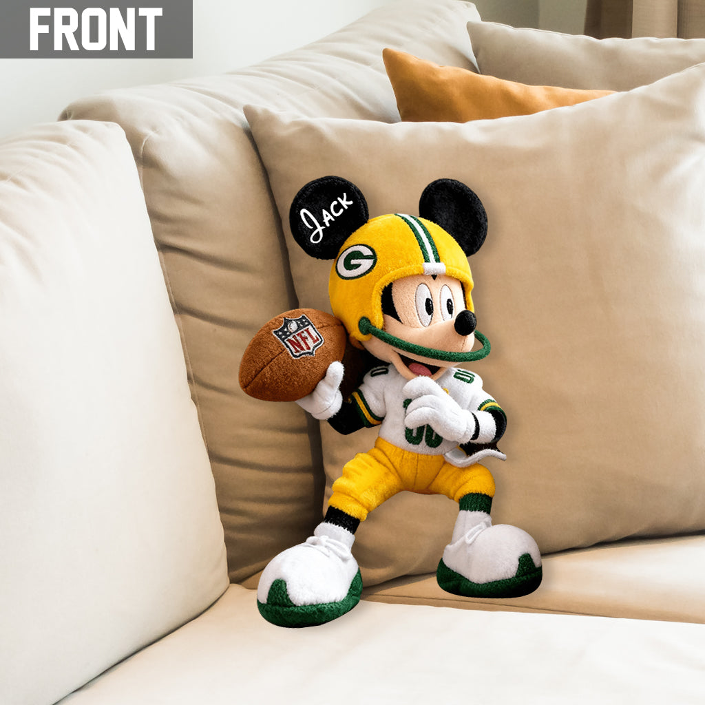 National Football Team, Magical Cartoon Mouse - Personalized American Football Shaped Pillow