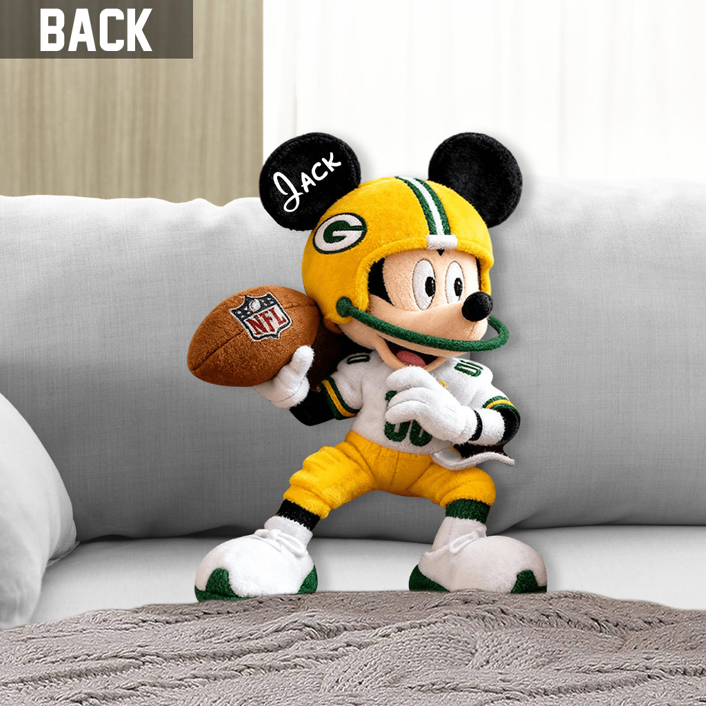 National Football Team, Magical Cartoon Mouse - Personalized American Football Shaped Pillow
