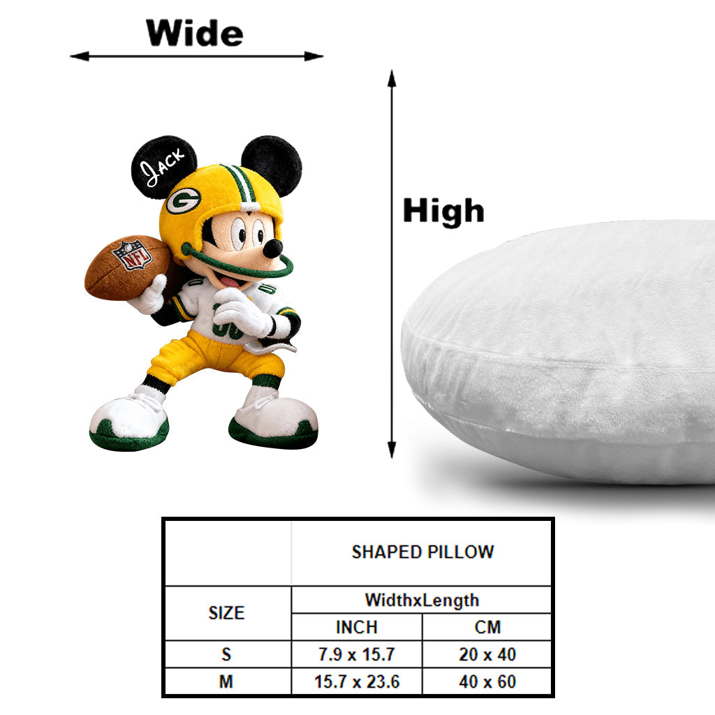 National Football Team, Magical Cartoon Mouse - Personalized American Football Shaped Pillow