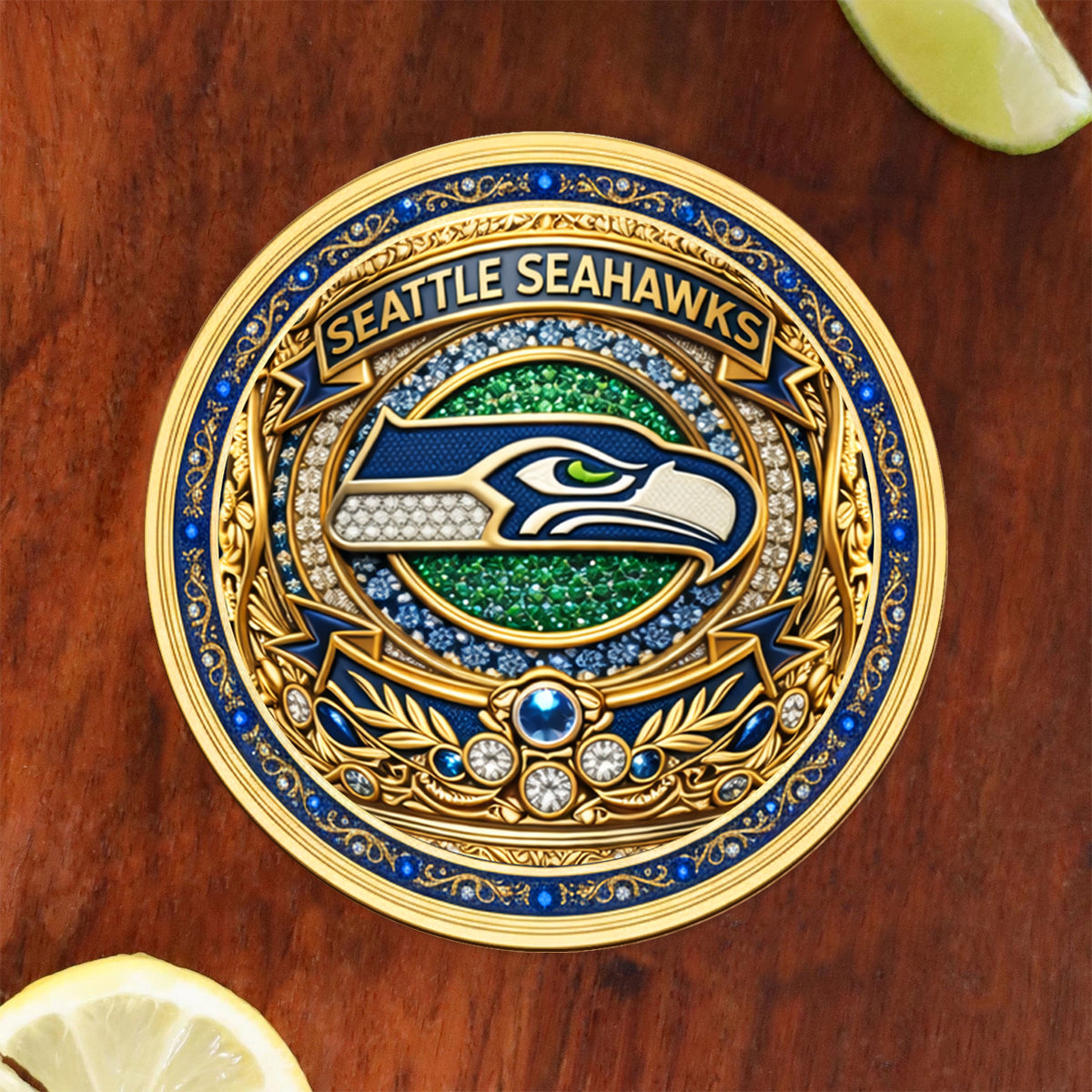Seahawks Champions - Personalized American Football Whiskey Glass & Coaster
