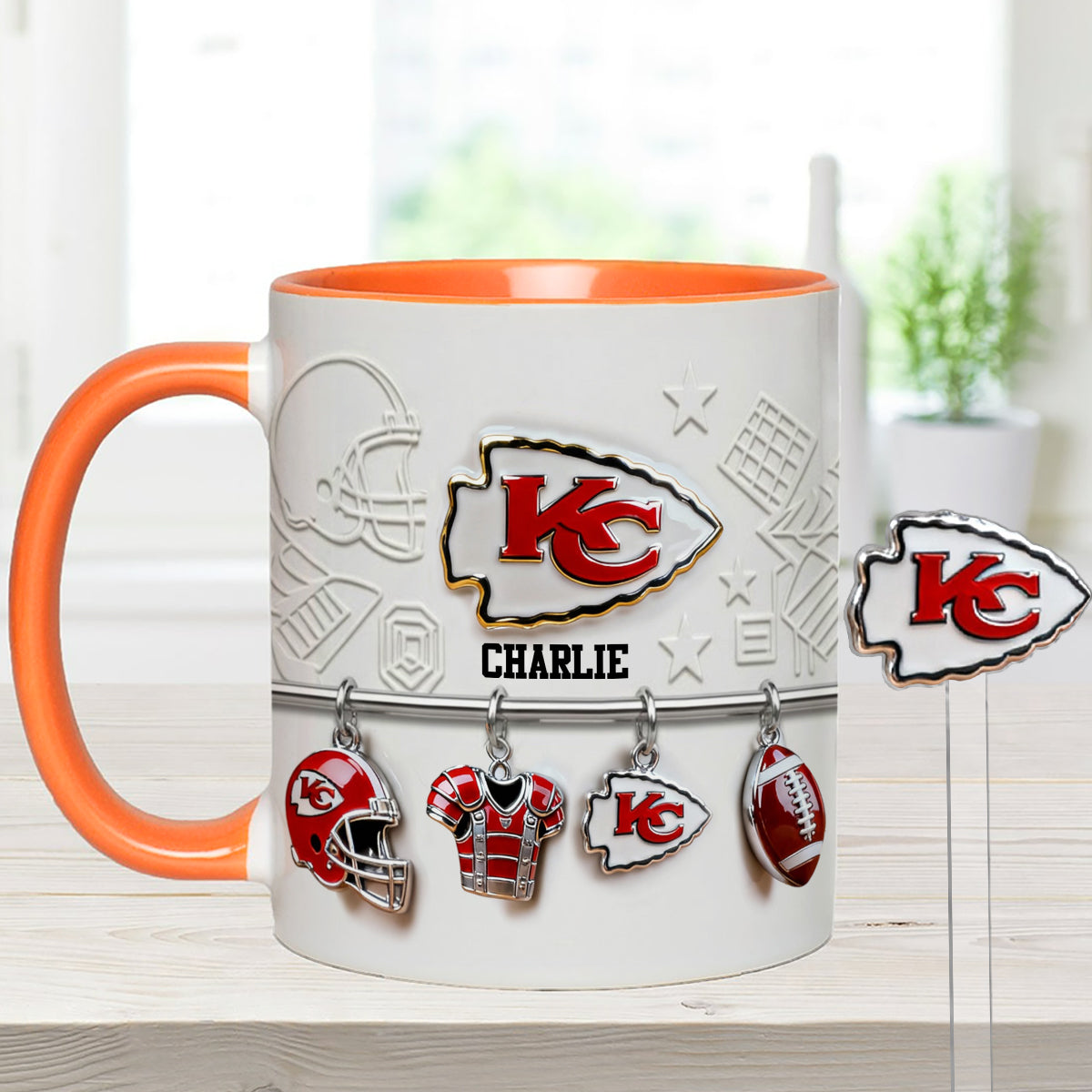 Love Football - Personalized American Football Set Accent Mug with Acrylic Stirrers