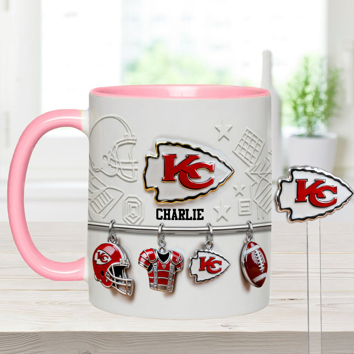 Love Football - Personalized American Football Set Accent Mug with Acrylic Stirrers