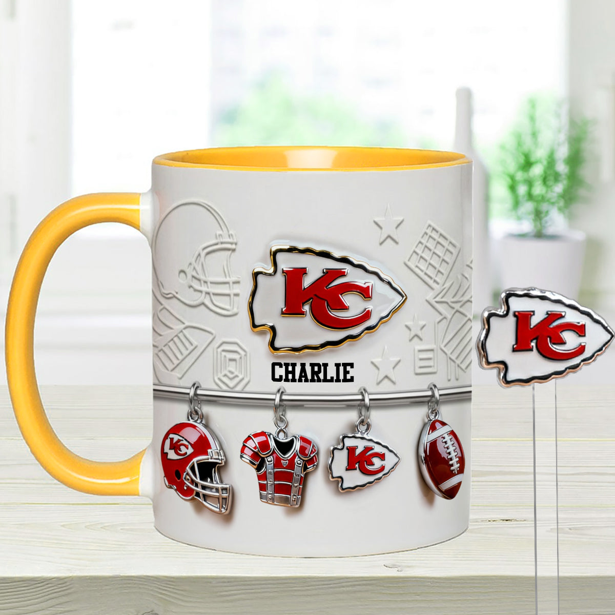 Love Football - Personalized American Football Set Accent Mug with Acrylic Stirrers