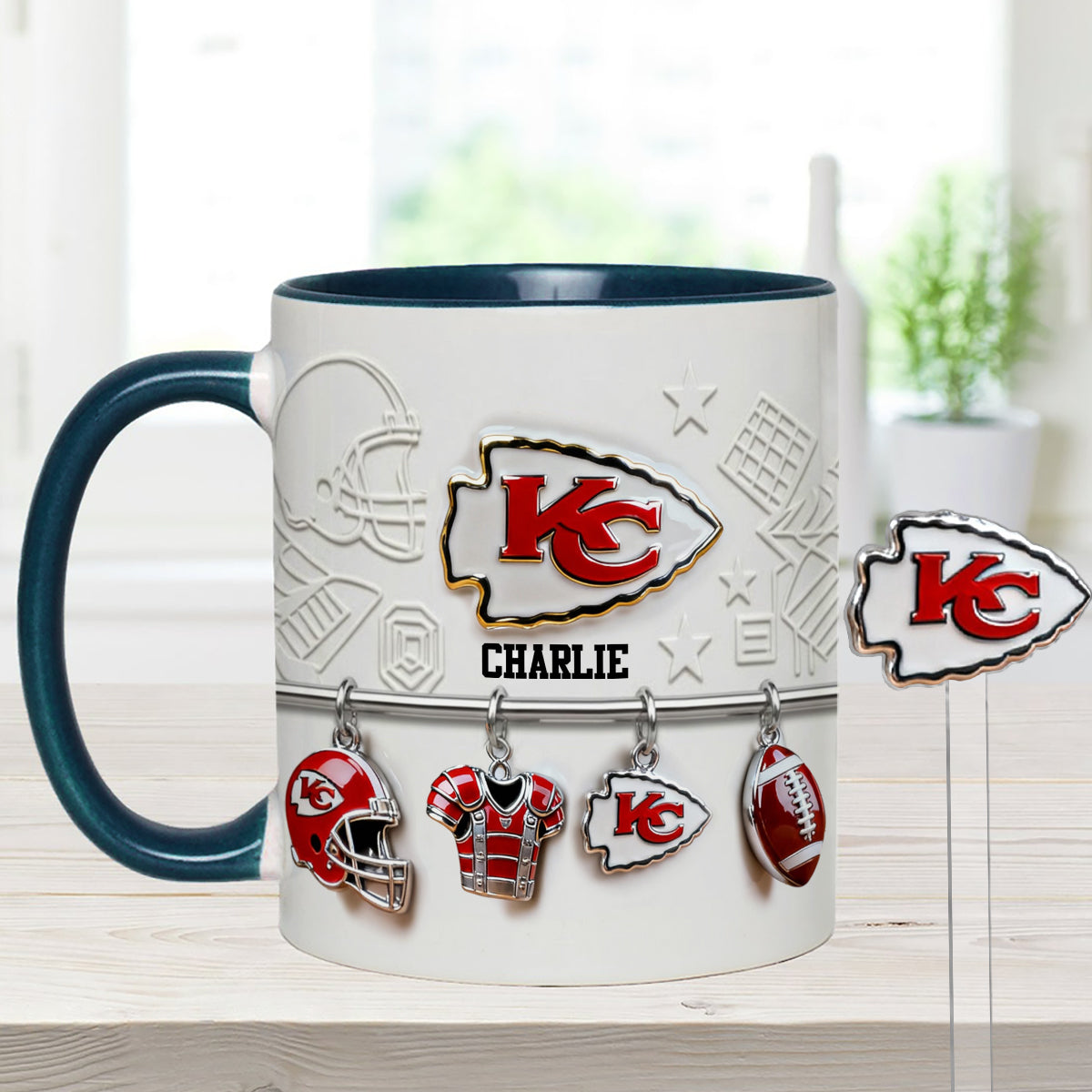 Love Football - Personalized American Football Set Accent Mug with Acrylic Stirrers