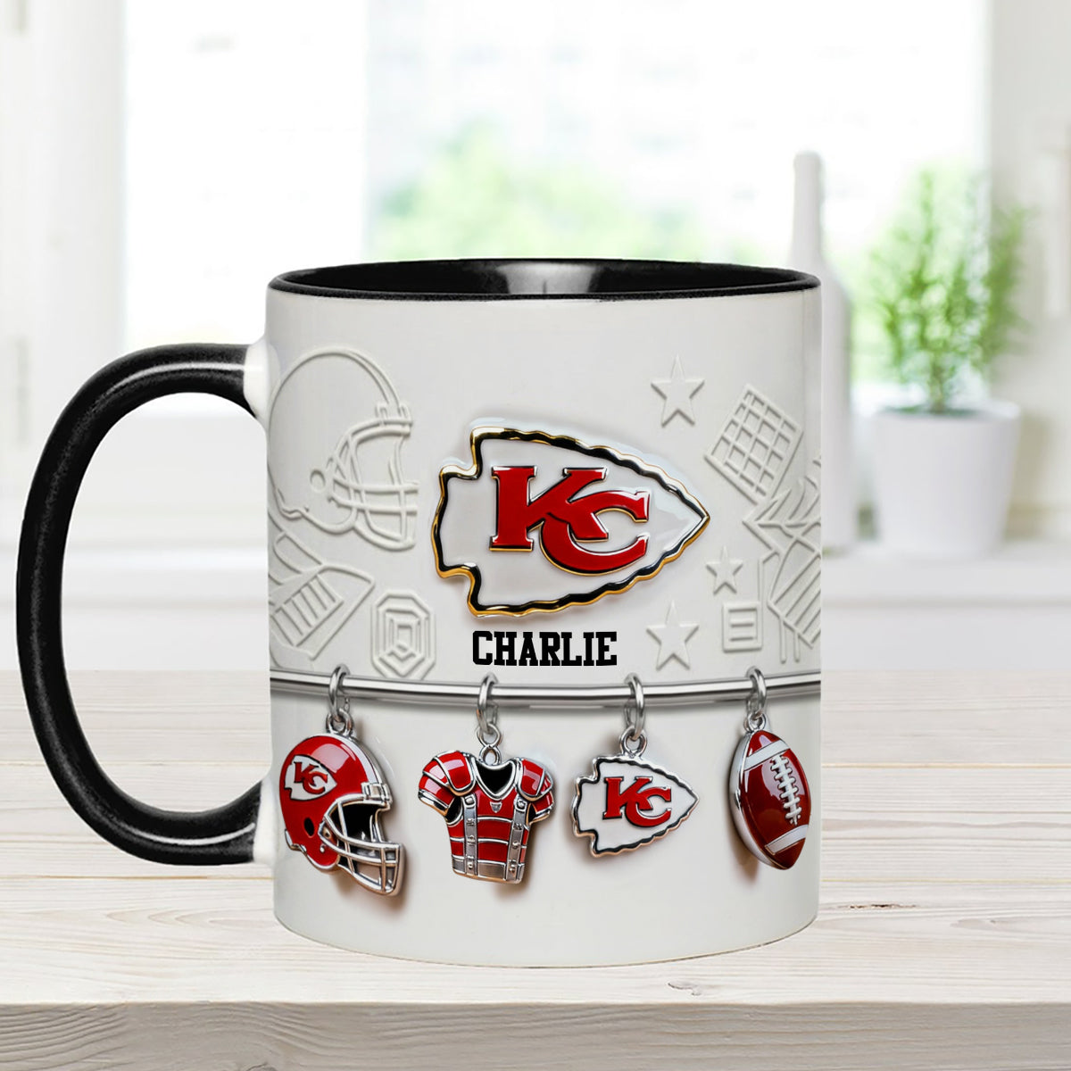 Love Football - Personalized American Football Set Accent Mug with Acrylic Stirrers