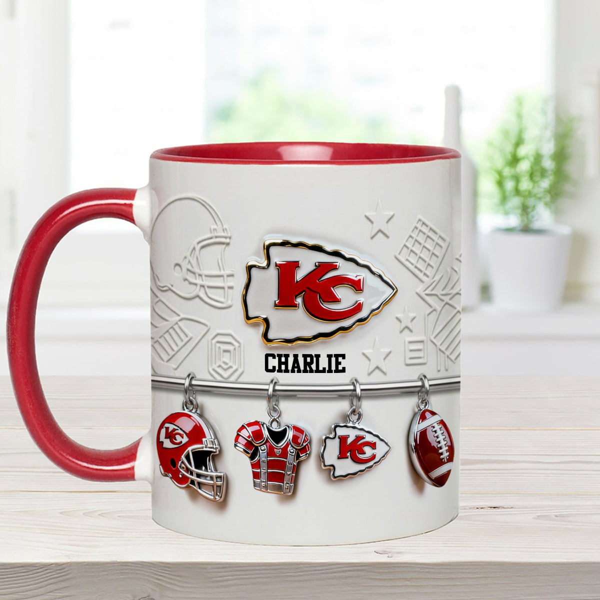 Love Football - Personalized American Football Set Accent Mug with Acrylic Stirrers