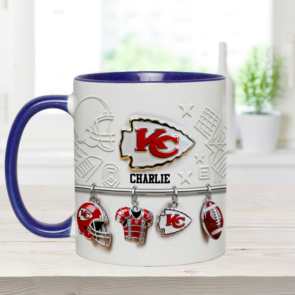 Love Football - Personalized American Football Set Accent Mug with Acrylic Stirrers