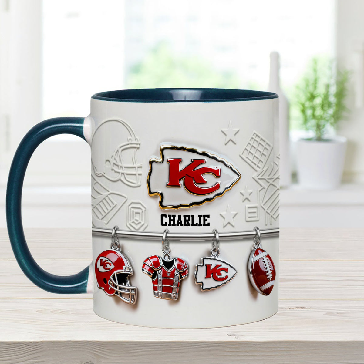 Love Football - Personalized American Football Set Accent Mug with Acrylic Stirrers
