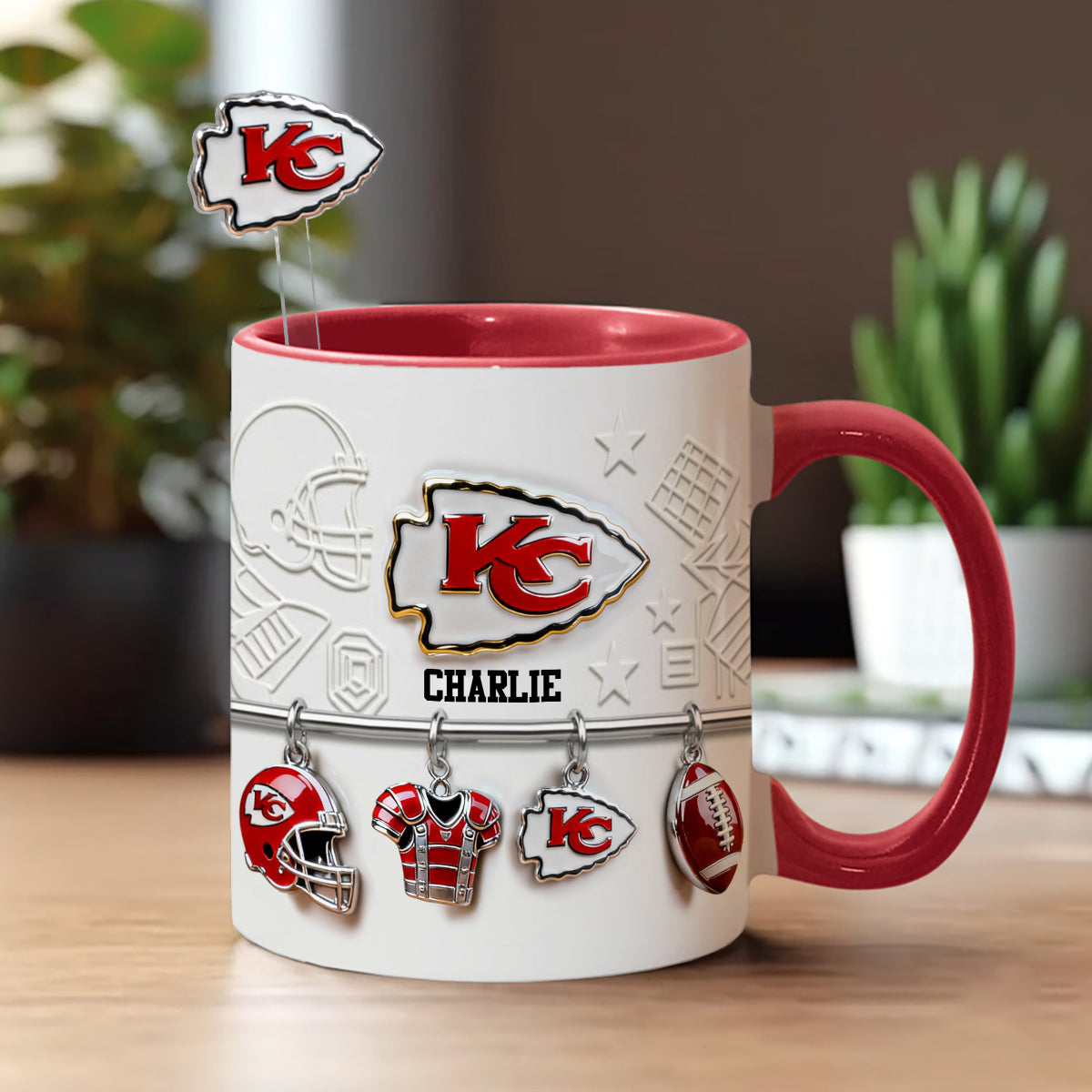 Love Football - Personalized American Football Set Accent Mug with Acrylic Stirrers