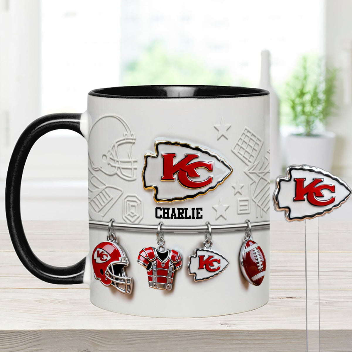 Love Football - Personalized American Football Set Accent Mug with Acrylic Stirrers