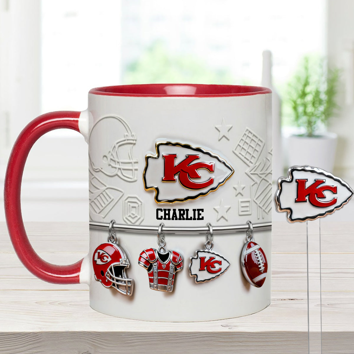 Love Football - Personalized American Football Set Accent Mug with Acrylic Stirrers