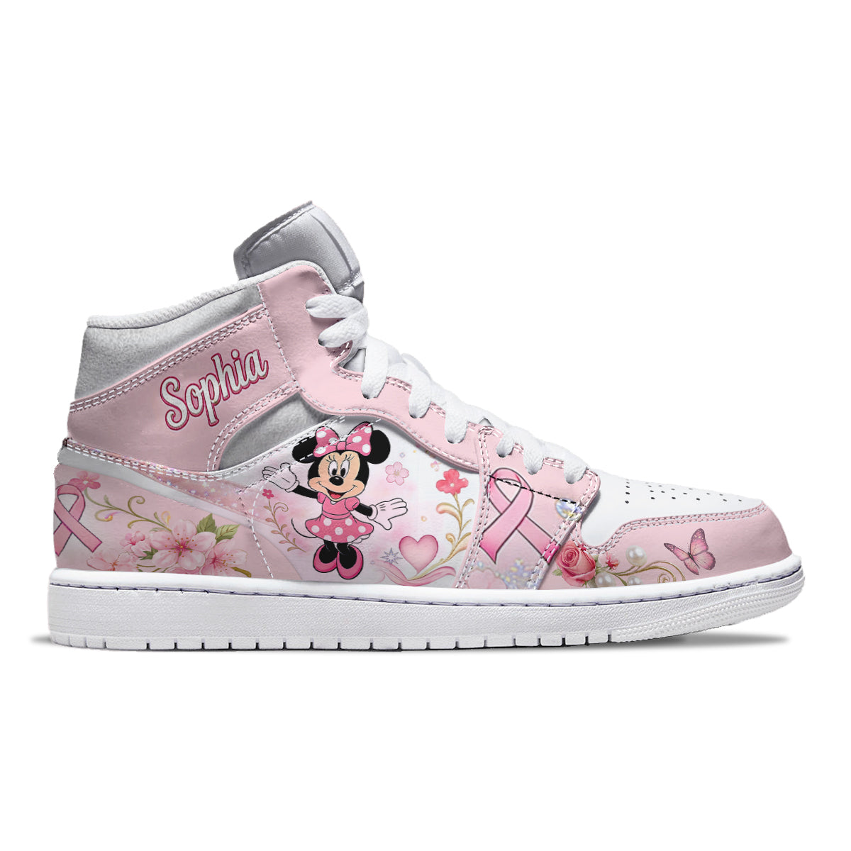 Never Give Up - Personalized Breast Cancer Awareness Air Jordan Hightop