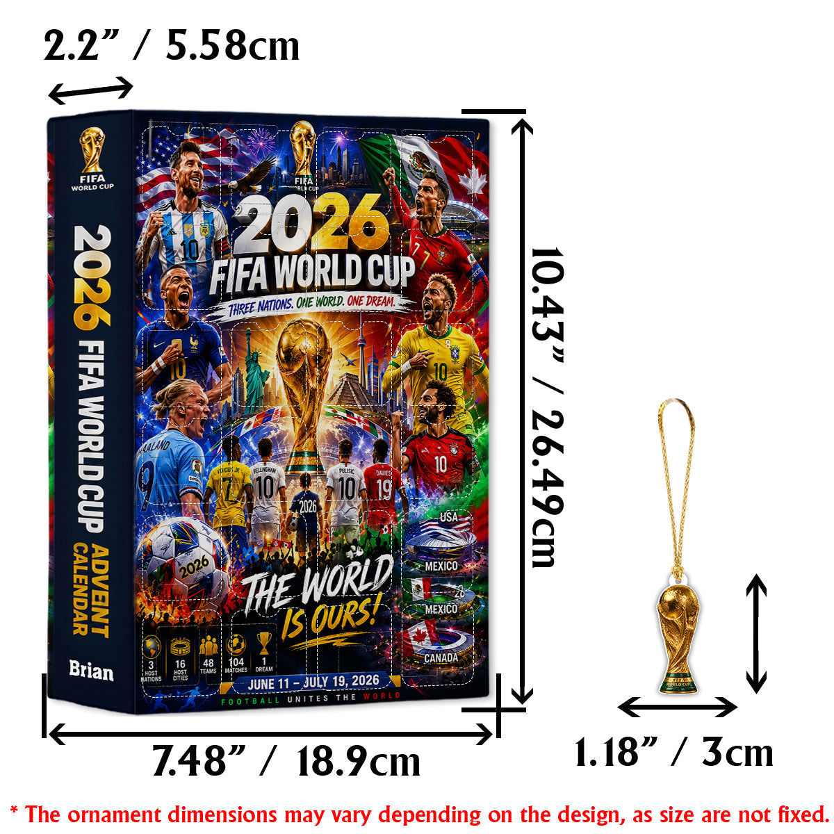World Cup 2026 - Personalized Soccer Advent Calendar With Ornaments