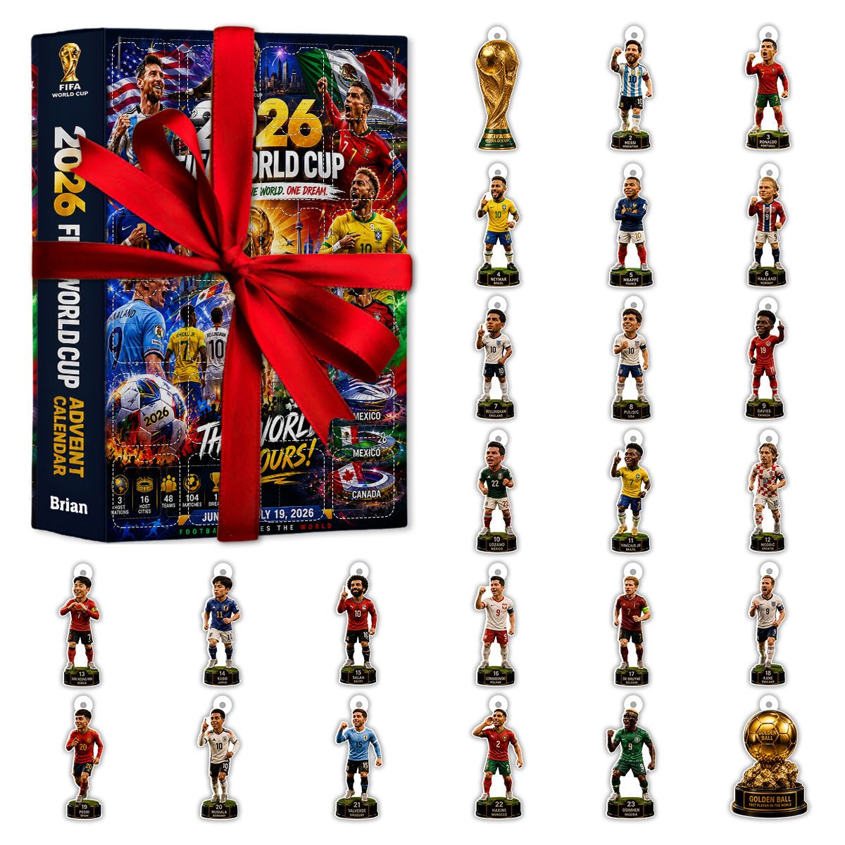World Cup 2026 - Personalized Soccer Advent Calendar With Ornaments
