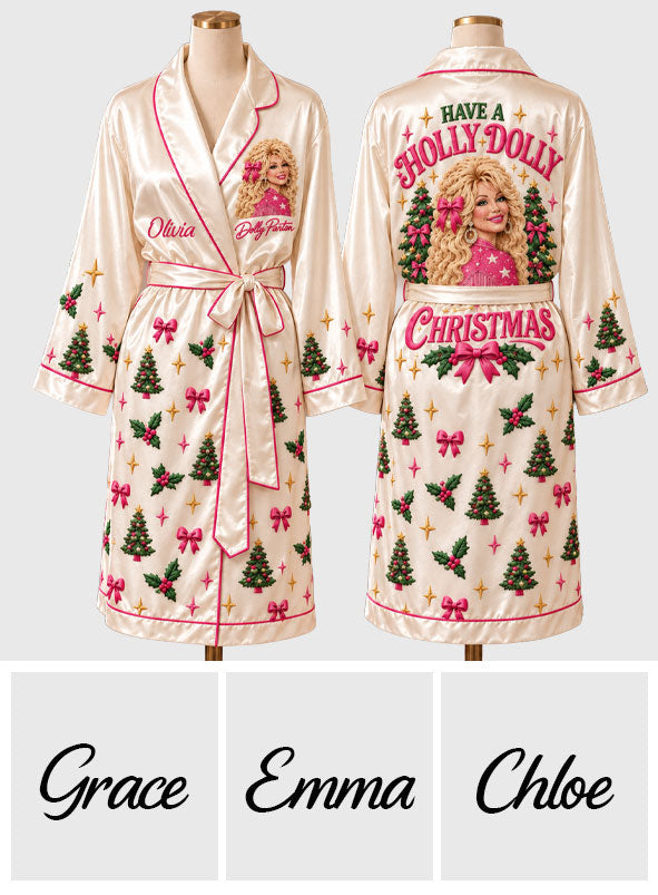Holly Dolly Christmas - Personalized Trending Satin Robe