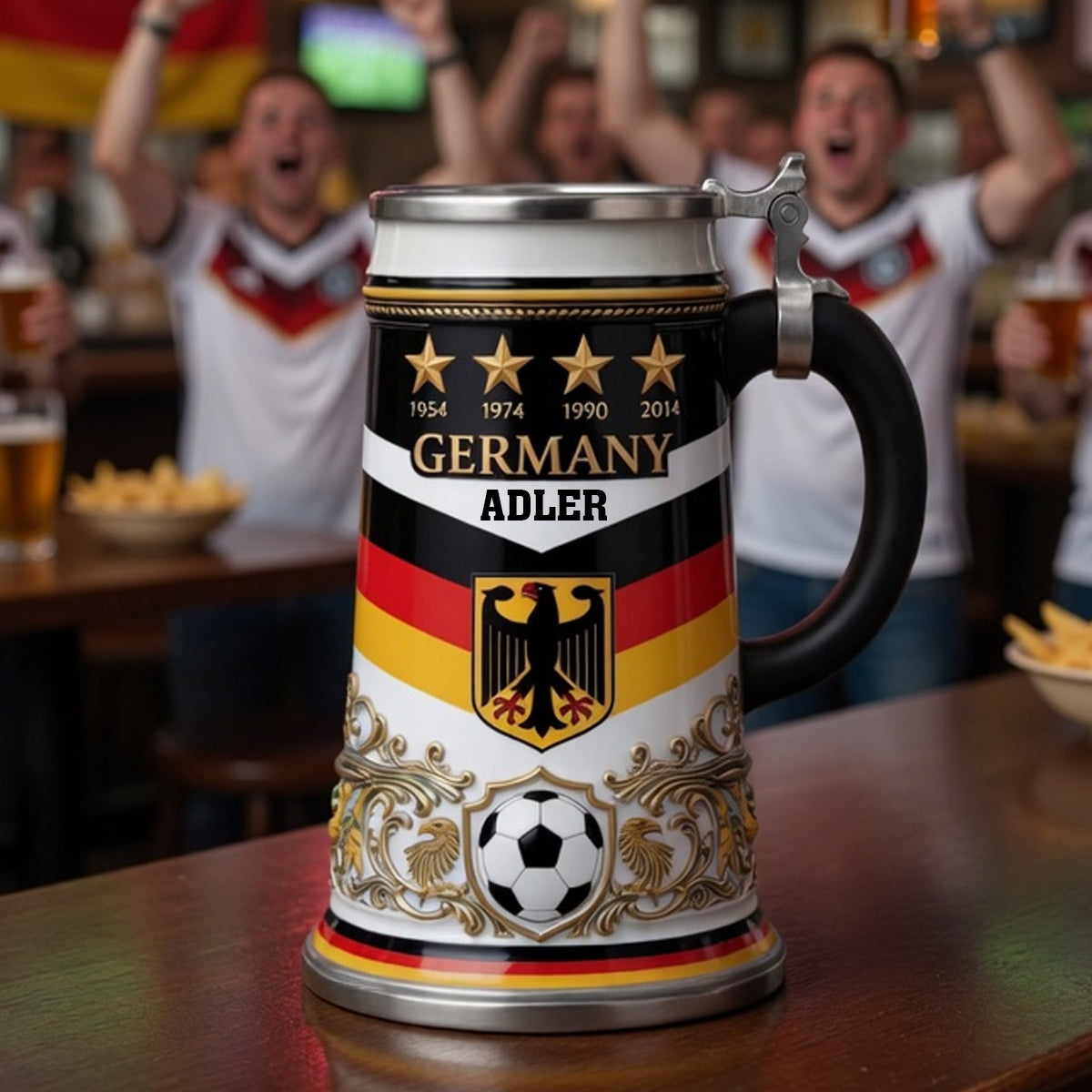 Germany Four Times Champion - Personalized Soccer Beer Stein