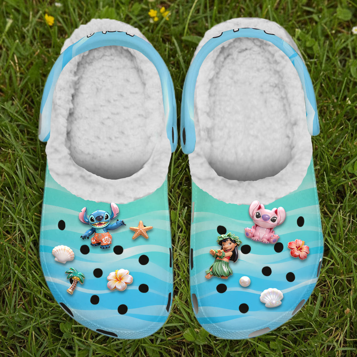 Aloha Ohana Cartoon Monster, Summer Vibes - Personalized Ohana Scrocs Shoes With Charms