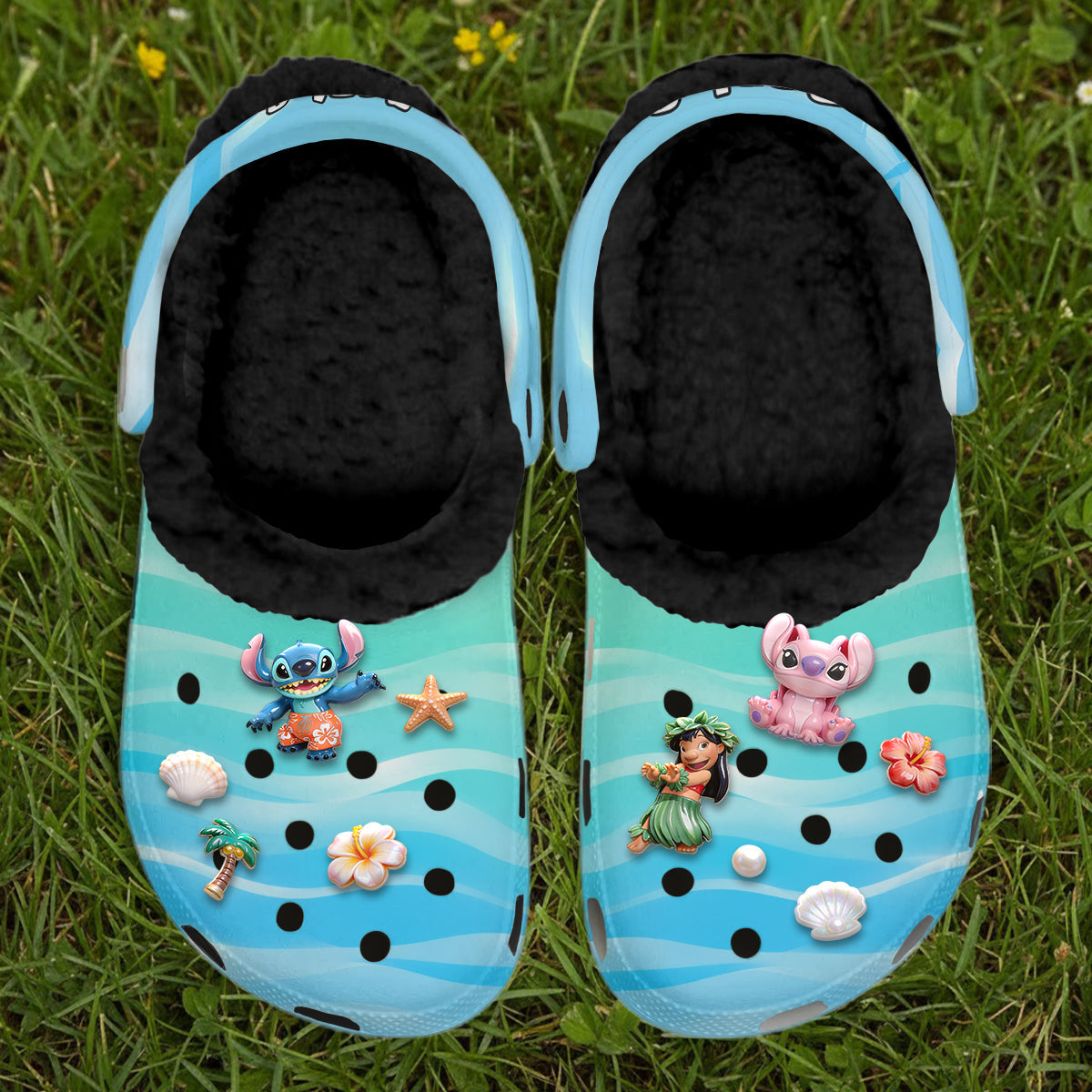 Aloha Ohana Cartoon Monster, Summer Vibes - Personalized Ohana Scrocs Shoes With Charms