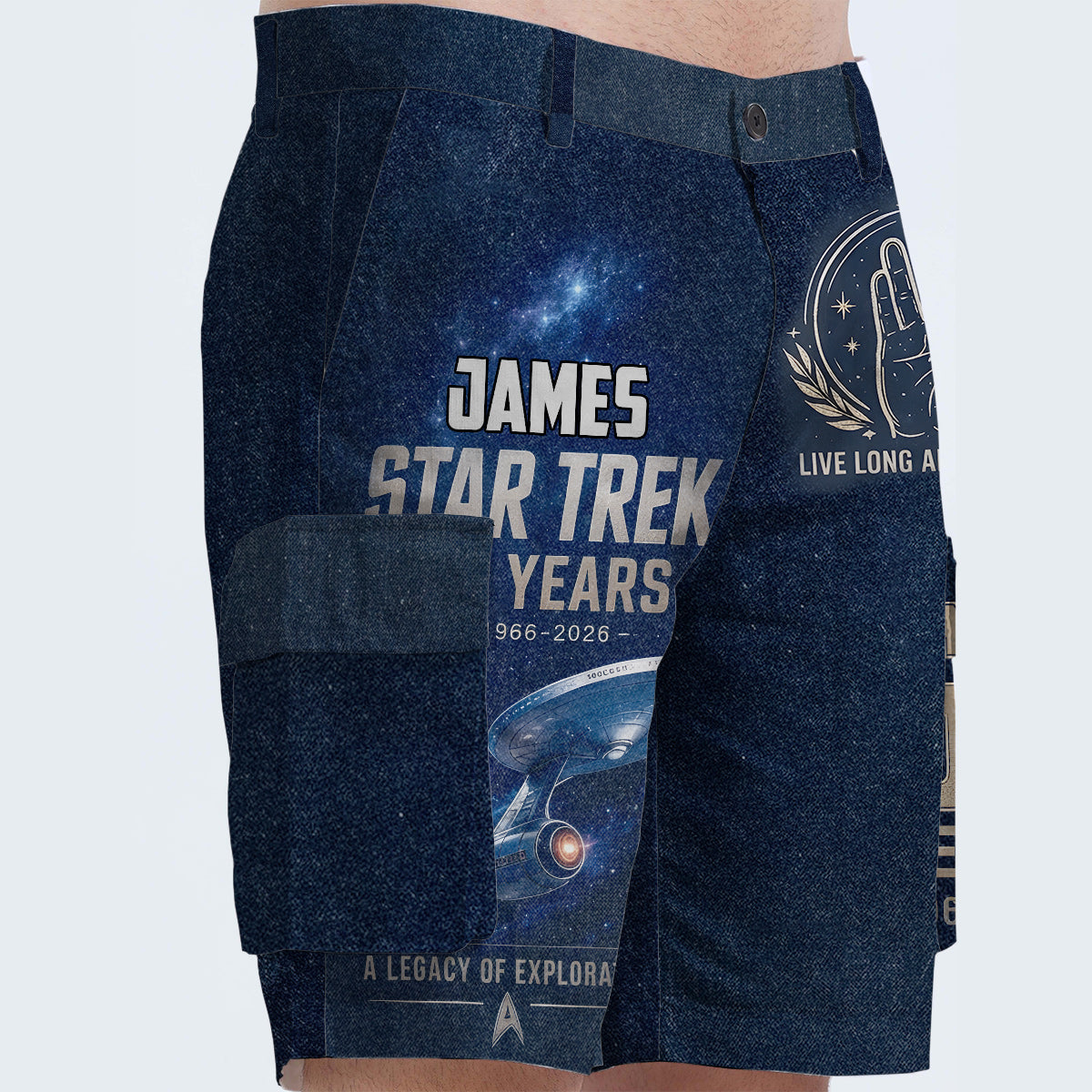 Star Movie Fans Gift, 60th Anniversary - Personalized Star Fleet Cargo Shorts With Belt