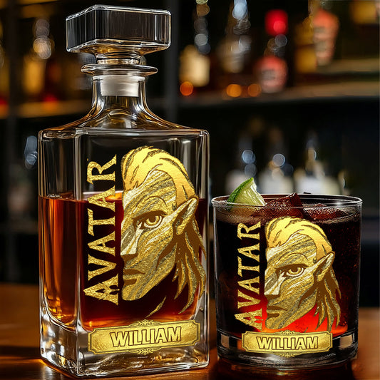 Alien Jungle Warrior - Personalized Avatar Whiskey Decanter Set