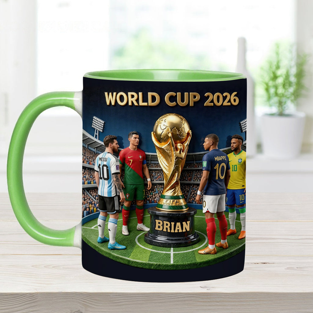 Who Is The Champion? - Personalized Soccer Accent Mug