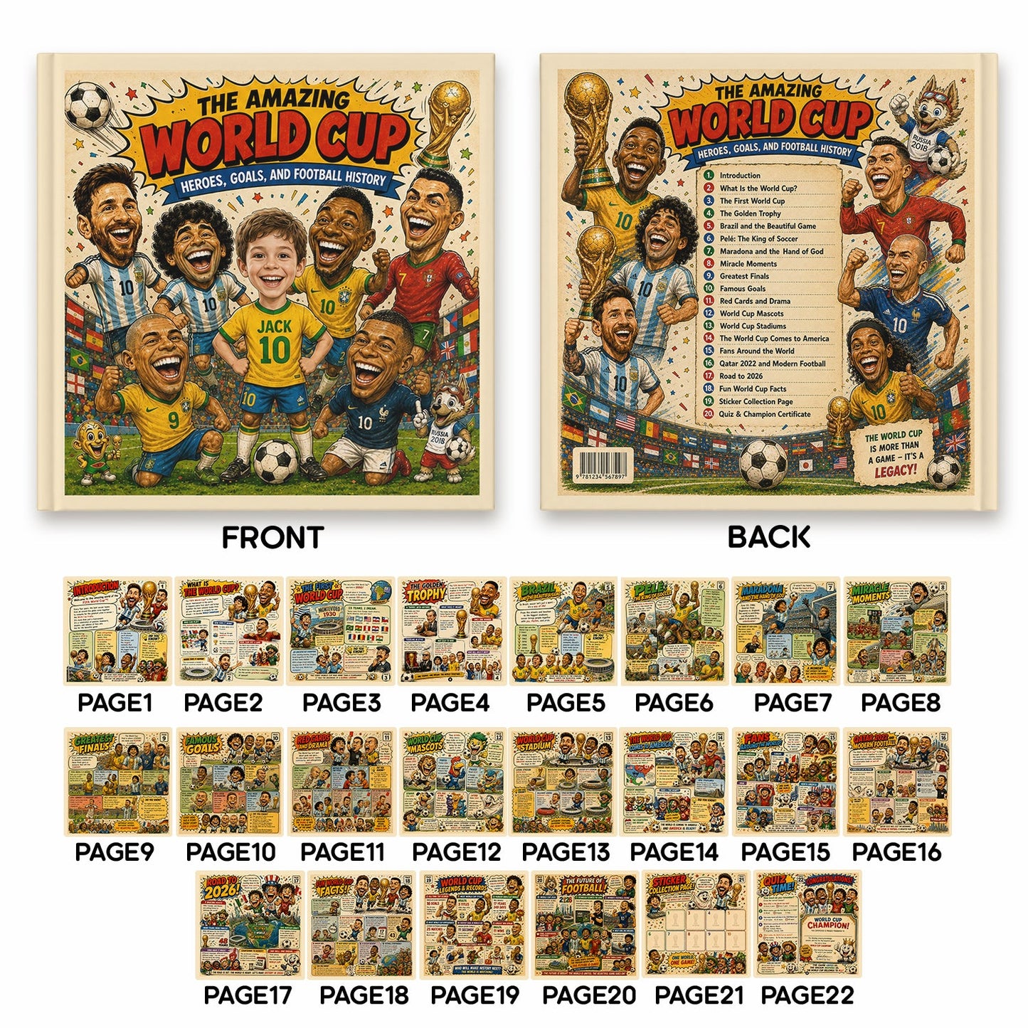 History Of World Cup - Personalized Soccer Story Book & Stickers