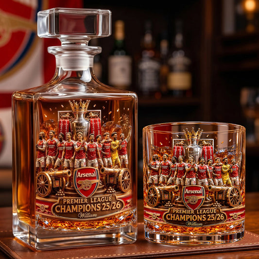 Premier League Champions 2526 - Personalized Soccer Whiskey Decanter Set