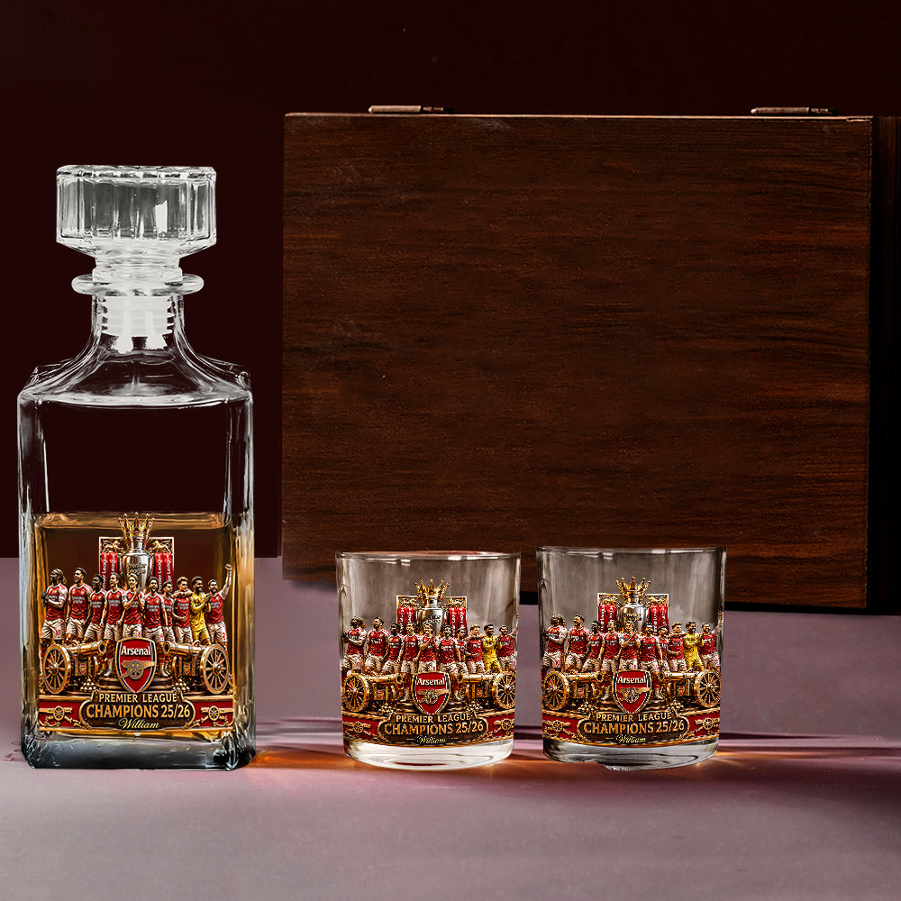 Premier League Champions 2526 - Personalized Soccer Whiskey Decanter Set