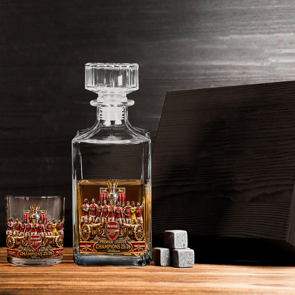 Premier League Champions 2526 - Personalized Soccer Whiskey Decanter Set