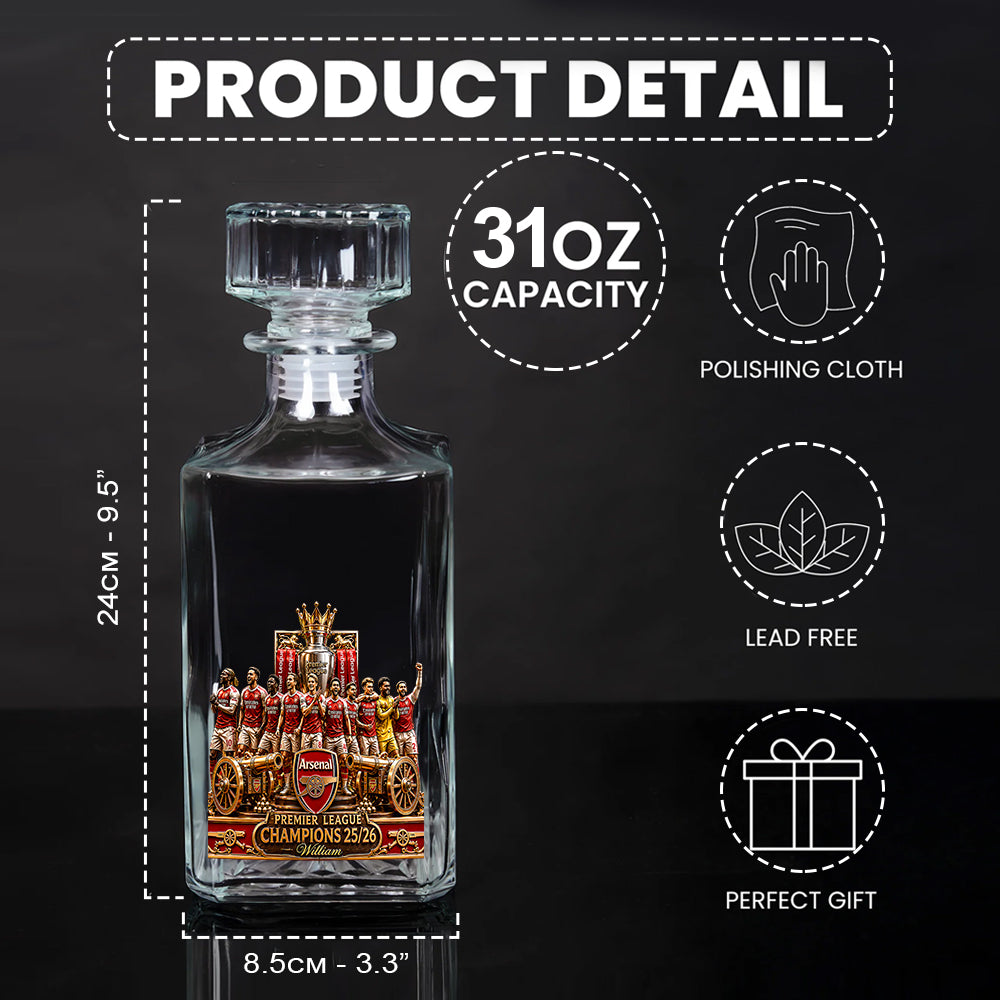 Premier League Champions 2526 - Personalized Soccer Whiskey Decanter Set