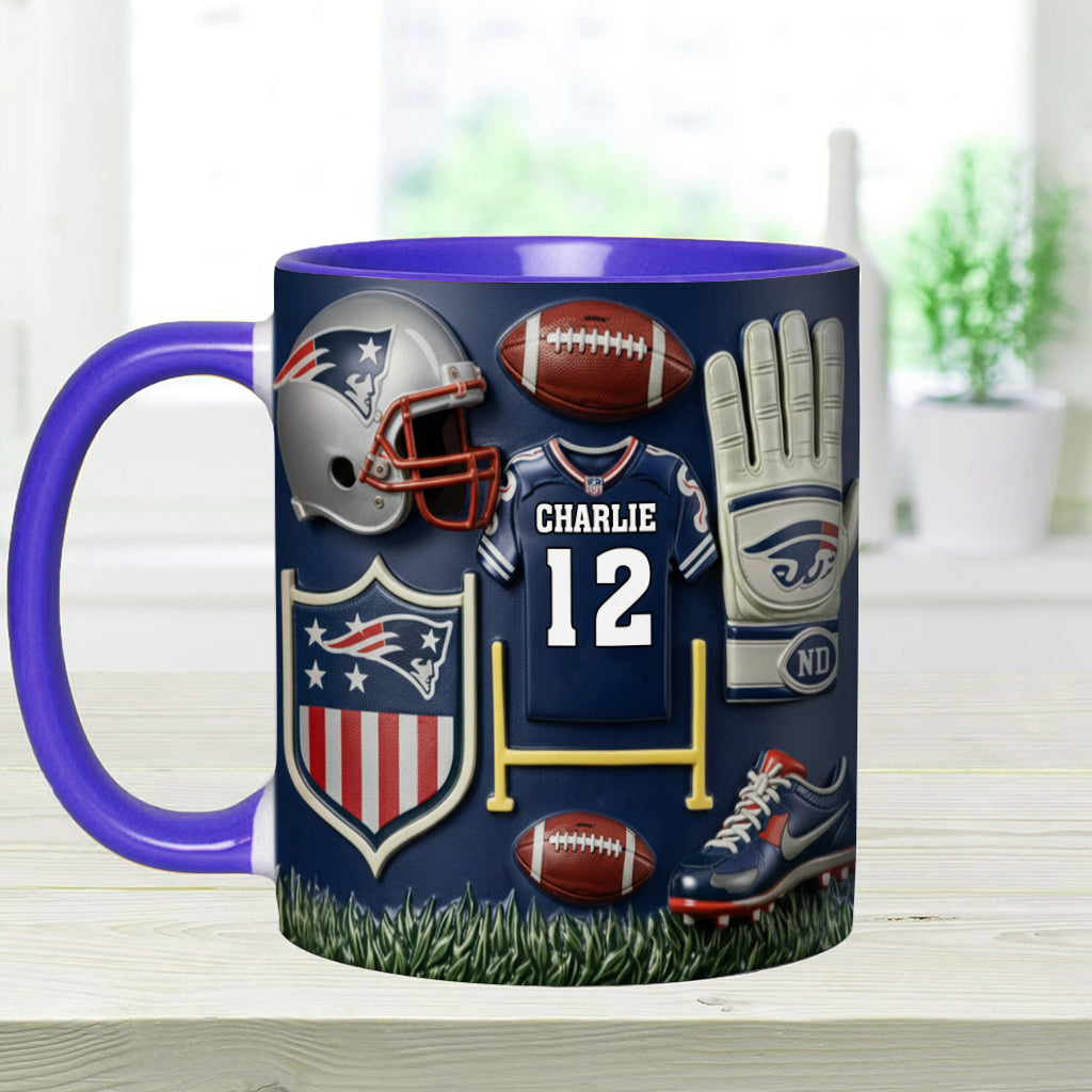 Love Football - Personalized American Football Accent Mug