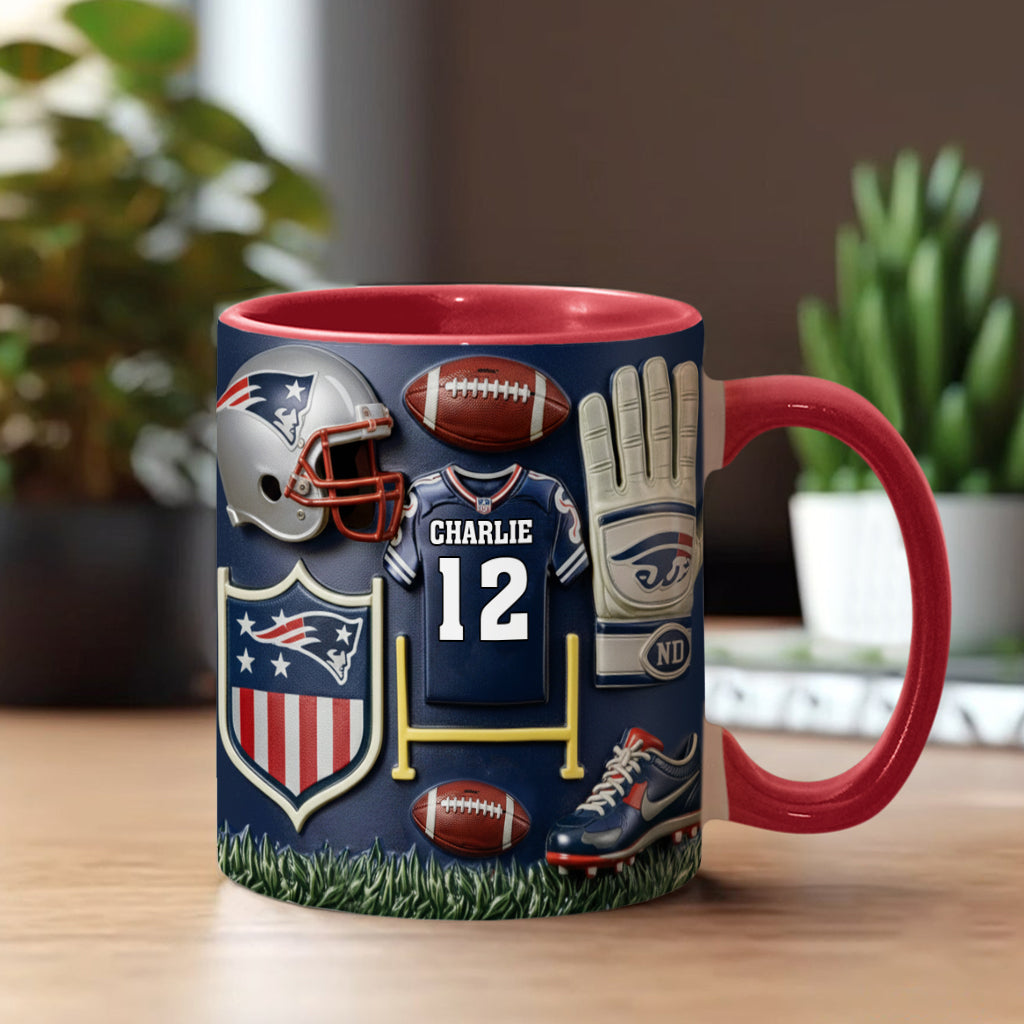 Love Football - Personalized American Football Accent Mug