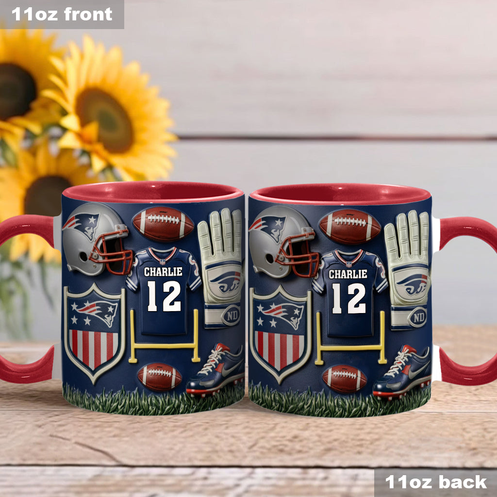 Love Football - Personalized American Football Accent Mug
