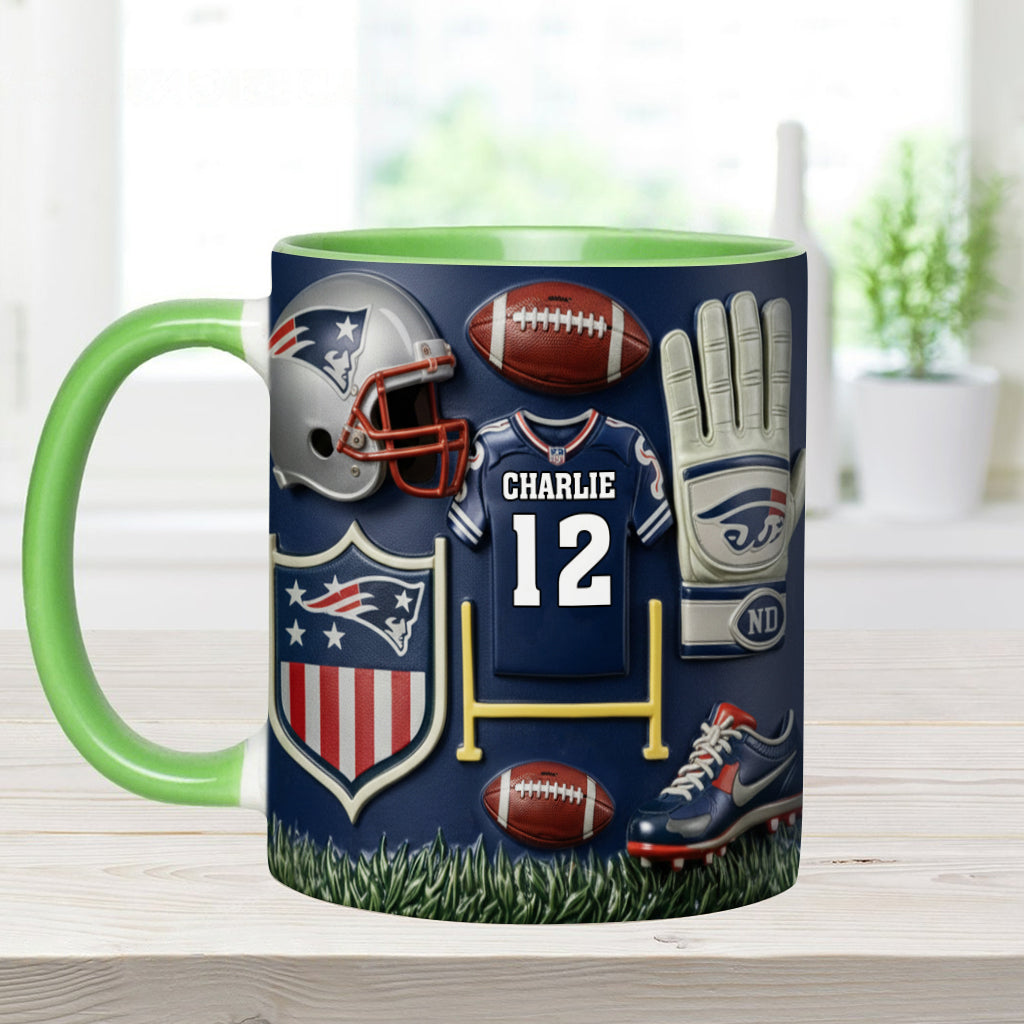 Love Football - Personalized American Football Accent Mug