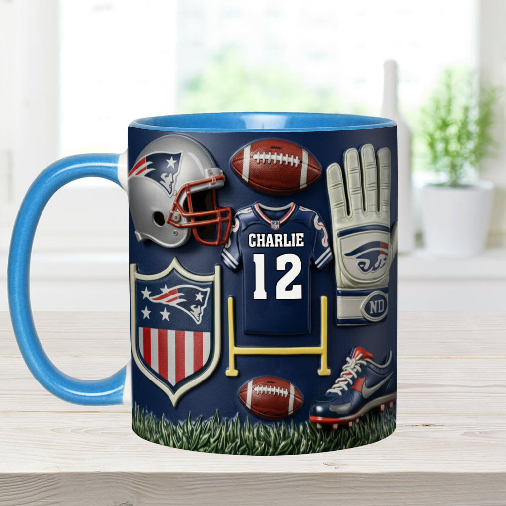 Love Football - Personalized American Football Accent Mug