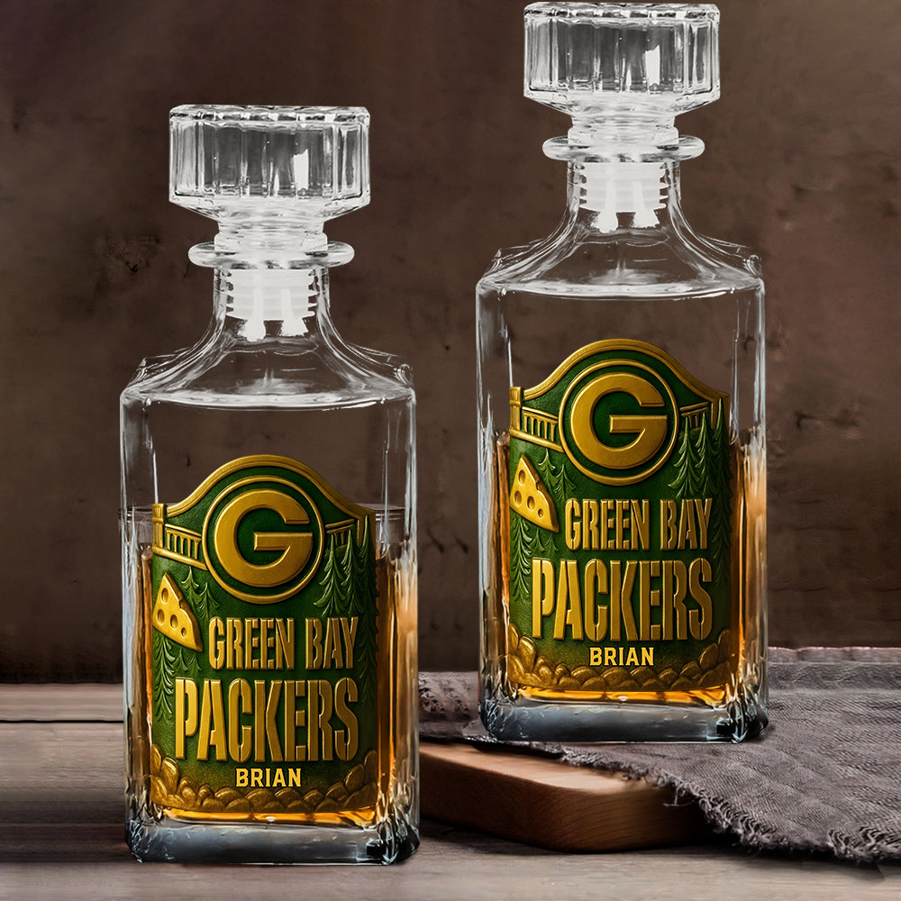 Green Bay Football Team - Personalized American Football Whiskey Decanter Set
