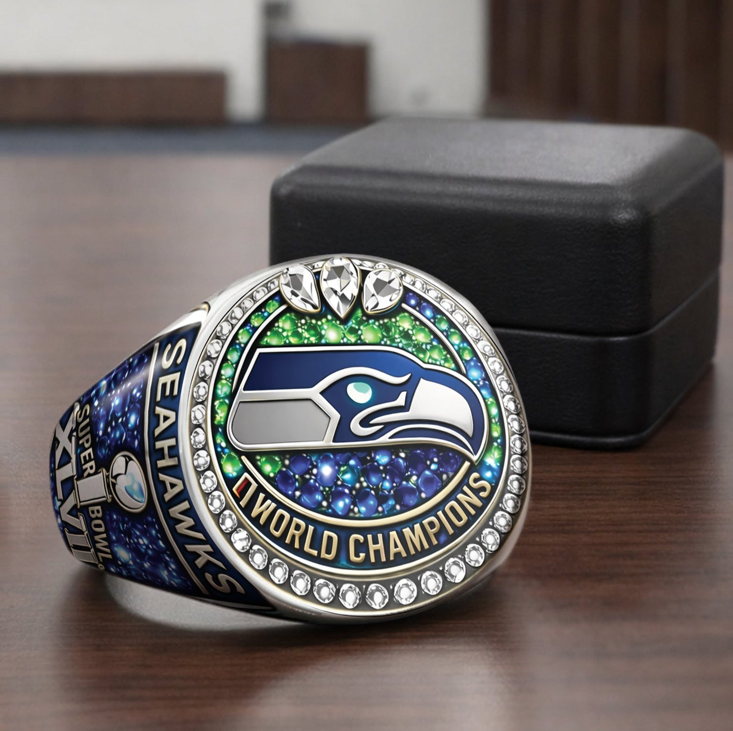 Seattle - Seahawks Footaball Team - Personalized American Football Signet Ring
